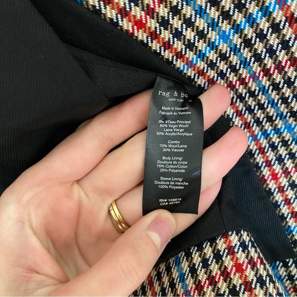 NWT Rag & Bone Elliot Plaid Wool Blazer Jacket - Picture 10 of 10